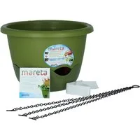 PLASTIA Blumentopf Mareta 30 grün / grün mit Erdbewässerung