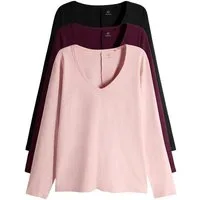 The Set V-Shirt The Set Langarmshirts mit V-Ausschnitt, 3er-Pack (3-tlg)