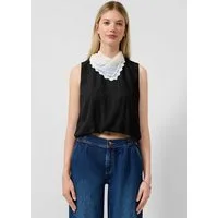 QS Blusentop Bluse Verkürztes Blusentop mit Ballonsaum