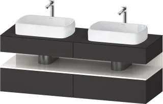 Duravit Qatego Konsolenwaschtischunterbau wandhängend Graphit Supermatt 1600x550x600 mm - QA47790228 QA4779022800010