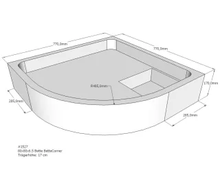 Neuesbad Wannenträger für Bette Corner 80x80x6,5 Viertelkreis SD21164