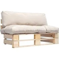 vidaXL Loungesofa Outdoor-Sofa Paletten mit Kissen in Sandfarben Kiefernholz, 1 Teile