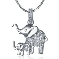 NAHLE Kette mit Anhänger Damen Silberkette Silber Elefanten Kette (inklusive Schmuckbox), 925 Silber Anhänger mit Zirkonia - rhodiniert