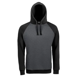 SOLS Unisex Seattle Kontrast Raglan Hoodie (Holzkohle Marl/Schwarz)