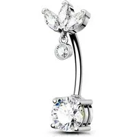 OUFER Bauchnabelpiercing Bauchnabelpiercing CZ Silber 14G Chirurgenstahl Navel Ring 12mm