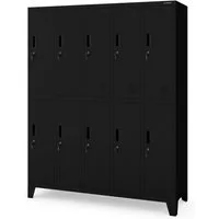Jan Nowak Mehrzweckschrank Metall Kleiderspind 136 cm BARTEK 10 Fächer abschließbar Stahl (Stahl pulverbeschichtet PZH-zertifiziert) Garderobenschrank Schloss je Fach hoch robust 12 Farben PZH