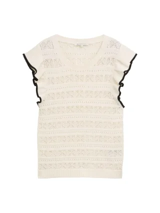 Denim Tom Tailor - Pullunder mit Volants off white - Gr. - L
