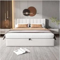 STILVORA Polsterbett 140x200 jugendbett mit stauraum,Bettgestell mit USB-Anschluss & LED (140x200cm ohne Matratze LED-Polsterbett, Mit LED-Beleuchtung, mit Stauraum, verstellbares Kopfteil), wiederaufladbarer USB-Anschluss im Bett