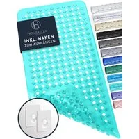Homerella Badematte rutschfest Hautsensitiv 88x39cm, INKL. AUFHÄNGUNG, Antirutschmatte Badewanne BPA frei, Duschmatte schimmelresistent & maschinenwaschbar