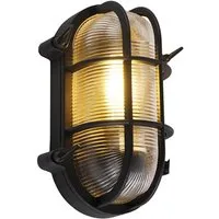 Qazqa Außen-Wandleuchte Nautica, ohne Leuchtmittel, Warmweiß, QAZQA Außen Wand­leuchte, e27, Schwarz, Aluminium, Industrie