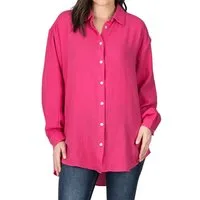 DENIMFY Hemdbluse Damen Bluse DFMathilda Oversized Fit Basic Musselin Hemd aus 100% Baumwolle