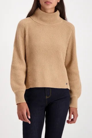 monari - Strickpullover mit Seitenschlitzen cognac - Gr. - 40