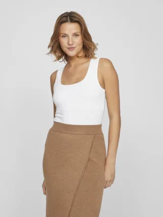 VILA - VIKENZA U-NECK S/L TANK TOP REV - NOOS Optical Snow - Gr. - S