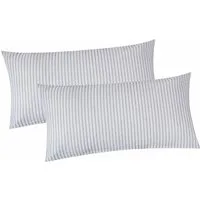 Heubergshop Kissenbezug, (2 Stück), Seersucker Kissenbezug 40x80cm Gestreift Baumwolle (BS-Streifen-Grau)