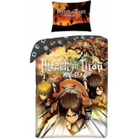 Attack on Titan Bettwäsche Set Baumwolle Bettdeckenbezug 140 × 200 cm mit 70 × 90 cm Kissenbezug, 2 teilig