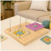 Youyijia Wirbelschäkel Granny Square Granny Square Spanner Handcrafted Wooden Blocking Holz
