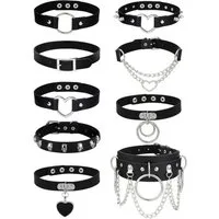 LuxusKollektion Schmuckset Gothic Choker Set Damen PU Leder Schwarz Nieten Rock Verstellbar