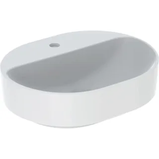 Geberit VariForm Aufsatz-Waschtisch, elliptisch mit Hahnlochbank, 50x40cm, ohne Überlauf, 500776012 500776012