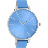 OOZOO Quarzuhr XL Damenuhr C10982 Zifferbatt Glänzend Lederband Blau 48 mm