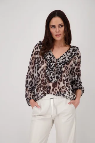 monari - Bluse mit Leopardenmuster greige gemustert - Gr. - 40