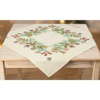 Stickmitteldecke "Weihnachtsgirlande"