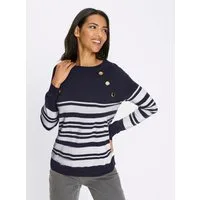 Sieh an! Strickpullover Ringel-Pullover Langarm Jersey
