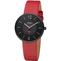 Regent Solaruhr Regent Damen Solaruhr Analog, (Solaruhr), Damen Solaruhr rund, extra groß (ca. 33mm), Lederarmband
