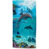 good morning Strandtuch Will, Microfaser (1-St), 100% Mikrofaser, 75x150, Schnelltrocknend, Kind, Delfin, Meer, Blau