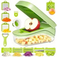 PFCTART Gemüseschneider Gemüseschneider 17-in-1 mit Auffangbehälter Gemüsehobel, 0 W, Zwiebelschneider, Reibe, Hobel, Würfelschneider mit 8 Klingen