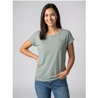 SUBLEVEL T-Shirt Damen Basic T-Shirt Logoprint Modal-Baumwolle T-Shirt mit Ärmelaufschlag
