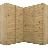 rauch Schwebetürenschrank Schrank Garderobe Eckkleiderschrank QUADRA Front in Dekor/Hochglanz (in den Höhen 210/229 cm, inkl. Soft-Close-Funktion) großer Eckschrank mit viel Stauraum, Maß 181x187 cm MADE IN GERMANY