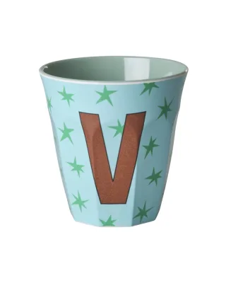 Rice Melamin Becher Buchstabe V/Stars/Hellblau 250ml