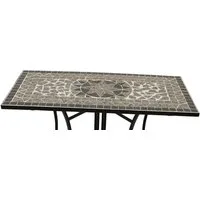 TPFGarden Gartentisch DERBY (Wandtisch - rechteckiger Mosaiktisch in grau/weiss, Hochwertiges Gestell aus schwarz pulverbeschichtetem Eisen), Outdoor Esstisch - Terrassentisch - Maße (BxHxT): 90 x 75 x 45 cm