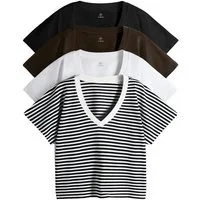 The Set V-Shirt The Set Kurzarm-T-Shirts, V-Ausschnitt, 4er-Pack (4-tlg)