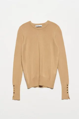 Rippstrick Rundhals Slim Fit Pullover