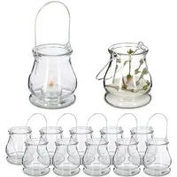 relaxdays Windlicht Transparentes Windlicht im 12er Set