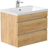 Lomadox Waschtisch FROME-02, 70 cm, hängend, Eiche, mit 2 Schubladen