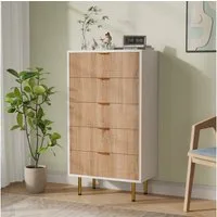 Furnishings Home Kommode Mit 5 Schubladen (1 St., Anrichte Schlafzimmer Wohnzimmer Flur Büro Organizer), 60 cm breit Schrank mit Schubladen Sideboard Weiß