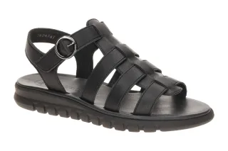 Paul Green Damen Sandale 6204-009 schwarz | Echtleder - flexibel, flach, Klet...