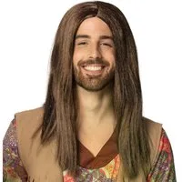 Boland Kostüm-Perücke Perücke John lang braun Herrenperücke für Karneval Hippie Kostüme, Perfekt für 70er Jahre und Hippie Kostüme