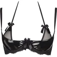 Axami Bügel-BH Glänzender Bügel-BH schwarz Lackoptik Halbschale Plus Size (einzeln, 1-tlg)