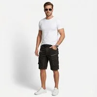 Geographical Norway Cargoshorts Herren – Kurze Hose aus Baumwolle, Regular Fit (Packung, 1-tlg) Bermuda Shorts mit Gürtel & Cargotaschen, Größe S–5XL