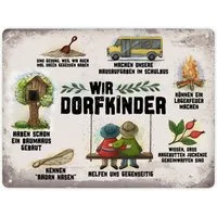 speecheese Metallschild Metallschild XL mit Retro Motiv und Spruch: Wir Dorfkinder Schild