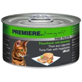 PREMIERE Fine Filets Nassfutter Katze Adult Jelly Thunfisch mit Gemüse 24x100 g