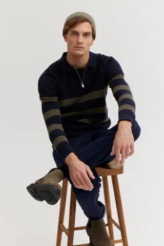 BASEFIELD - Polo Pullover night blue - Gr. - 3XL