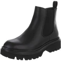 Ital-Design Modische Chelsea Boots mit Profilsohle für Damen Plateaustiefelette (91117374) Blockabsatz Stiefeletten in Schwarz