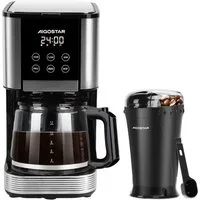 Aigostar Kaffeemaschine mit Mahlwerk Elektrische Kaffeemühle 60g 200W/ Filterkaffeemaschine 1,5L 1000W, Korbfilter, Programmierbar 24h, Tropf-Stopp, AutoClean, Warmhaltefunktion