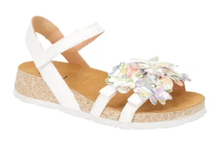 Think 551 Damen Sandalette wei? bianco/kombi Keilabsatz Klettverschluss Echtl...