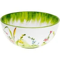 Lashuma Servierschale Blumenwiese, Keramik, (1-tlg), Runde Salatschüssel aus Italien 22 cm Ø