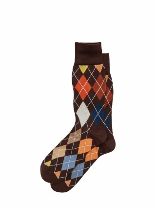 Corgi Herren Frische Argyle-Socke Braun 75 % Baumwolle, 25 % Polyamid